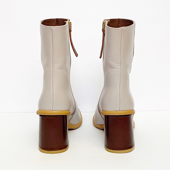 ALOHAS light purple brown leather west vintage chunky block heel ankle boots - Picture 5 of 14